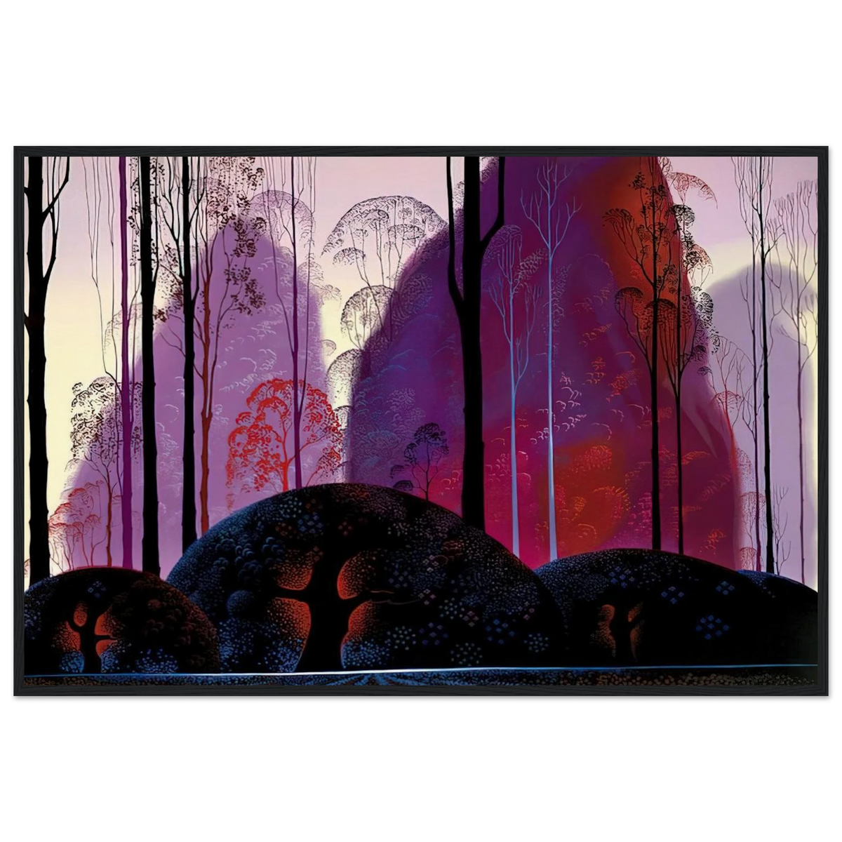 Mauve, Red and Purple Framed Poster | Eyvind Earle Framed Prints Wall Art | Eyvind Earle Prints