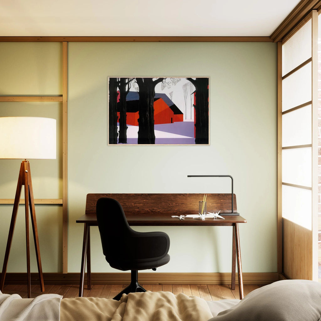Red Barn Framed Poster | Eyvind Earle Framed Prints Wall Art | Eyvind Earle Prints