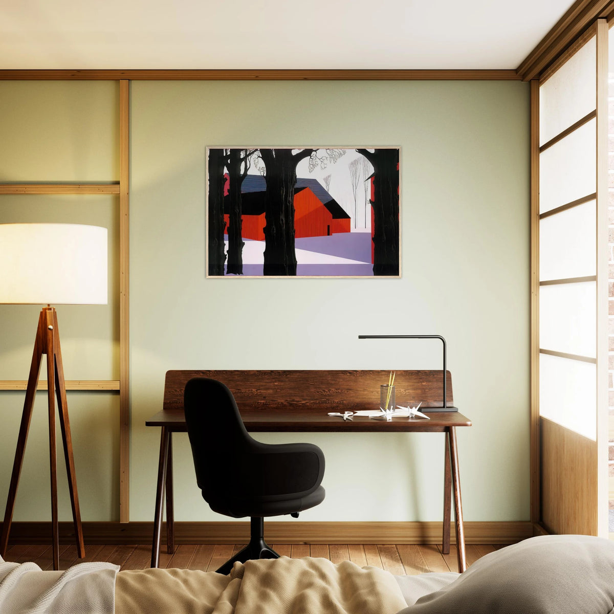 Red Barn Framed Poster | Eyvind Earle Framed Prints Wall Art | Eyvind Earle Prints