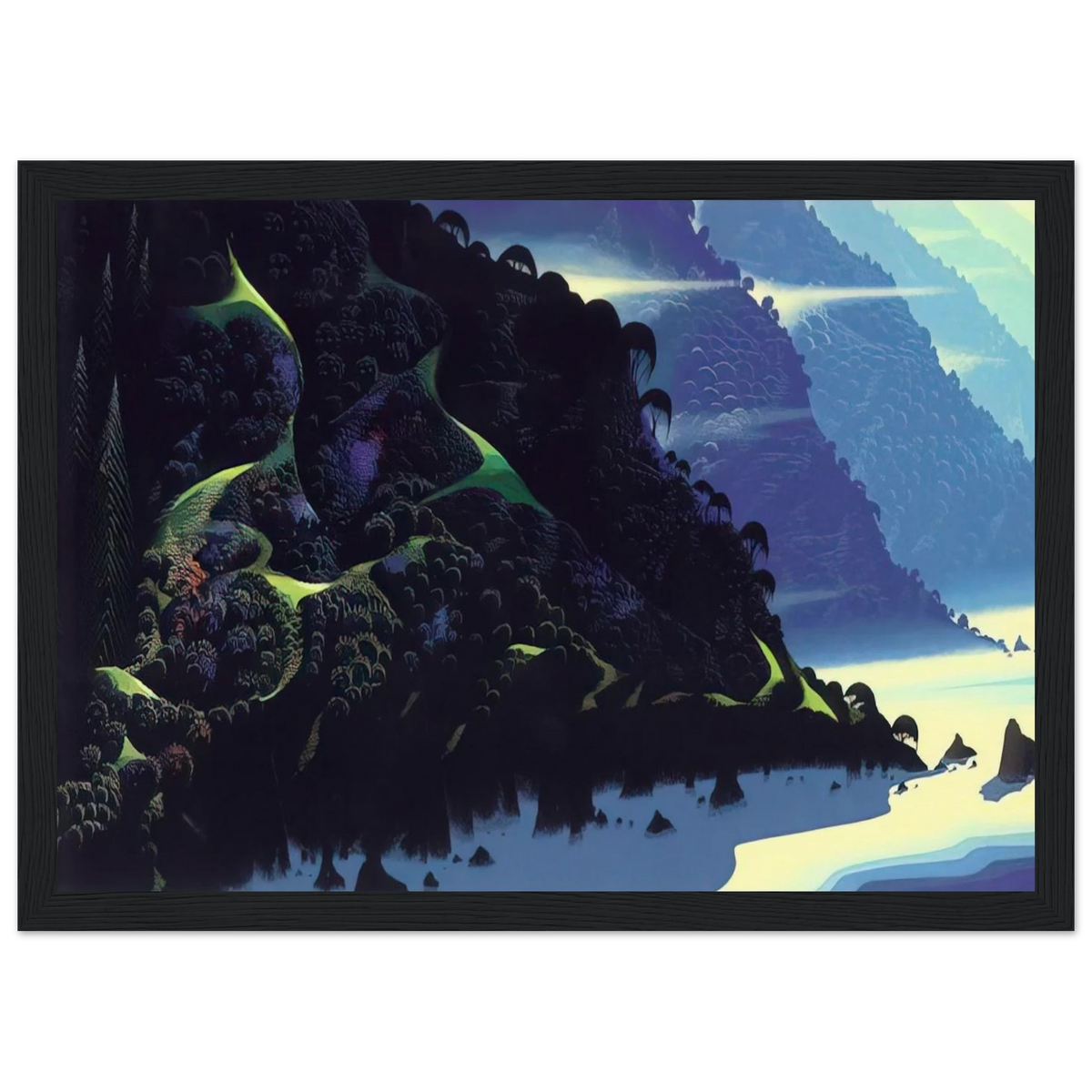Blue Coastline Framed Poster | Eyvind Earle Framed Prints Wall Art | Eyvind Earle Prints