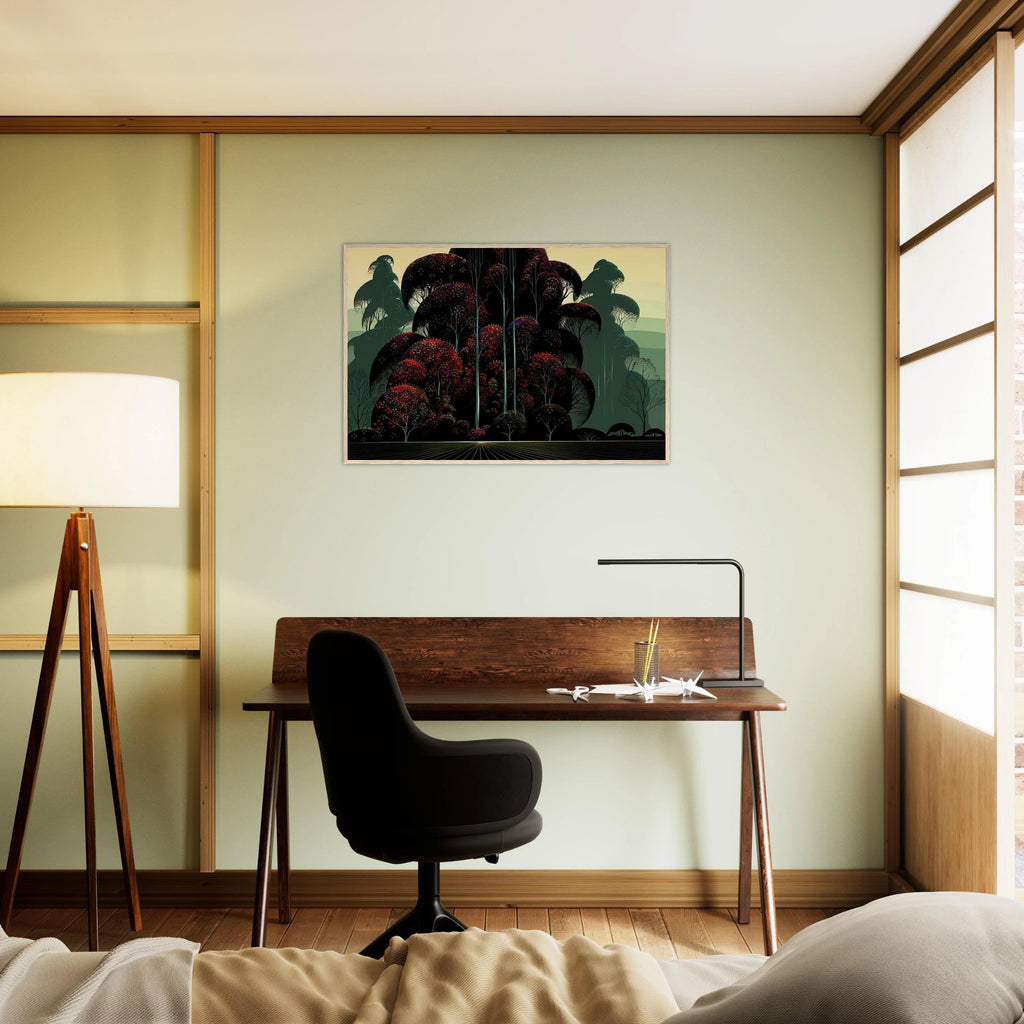 Crimson Autumn Framed Poster | Eyvind Earle Framed Prints Wall Art | Eyvind Earle Prints