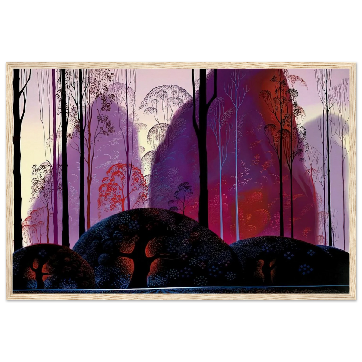 Mauve, Red and Purple Framed Poster | Eyvind Earle Framed Prints Wall Art | Eyvind Earle Prints