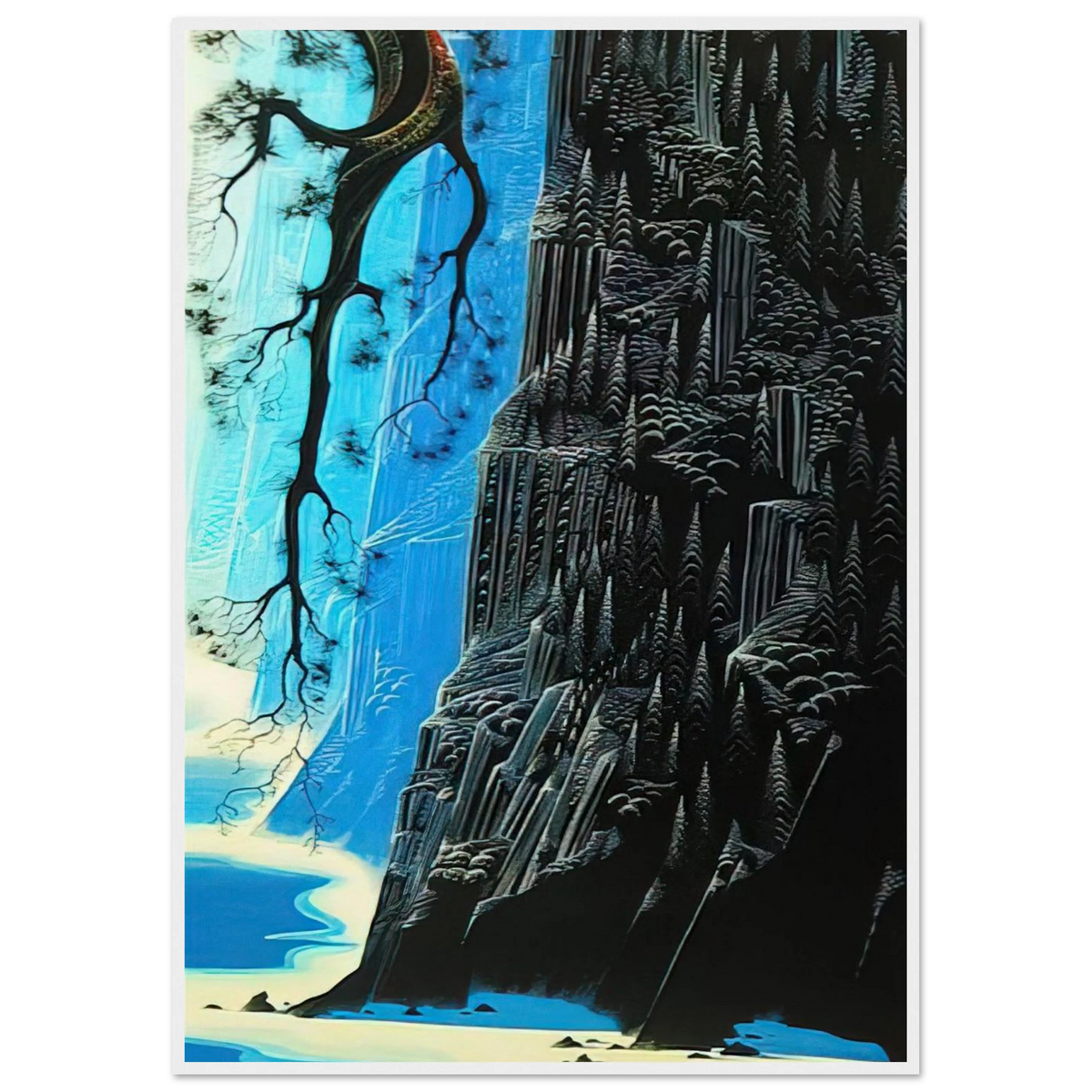 Cliffs Ascending Framed Poster | Eyvind Earle Framed Prints Wall Art | Eyvind Earle Prints