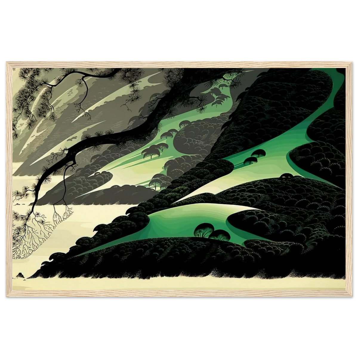 Green Big Sur Framed Poster | Eyvind Earle Framed Prints Wall Art | Eyvind Earle Prints