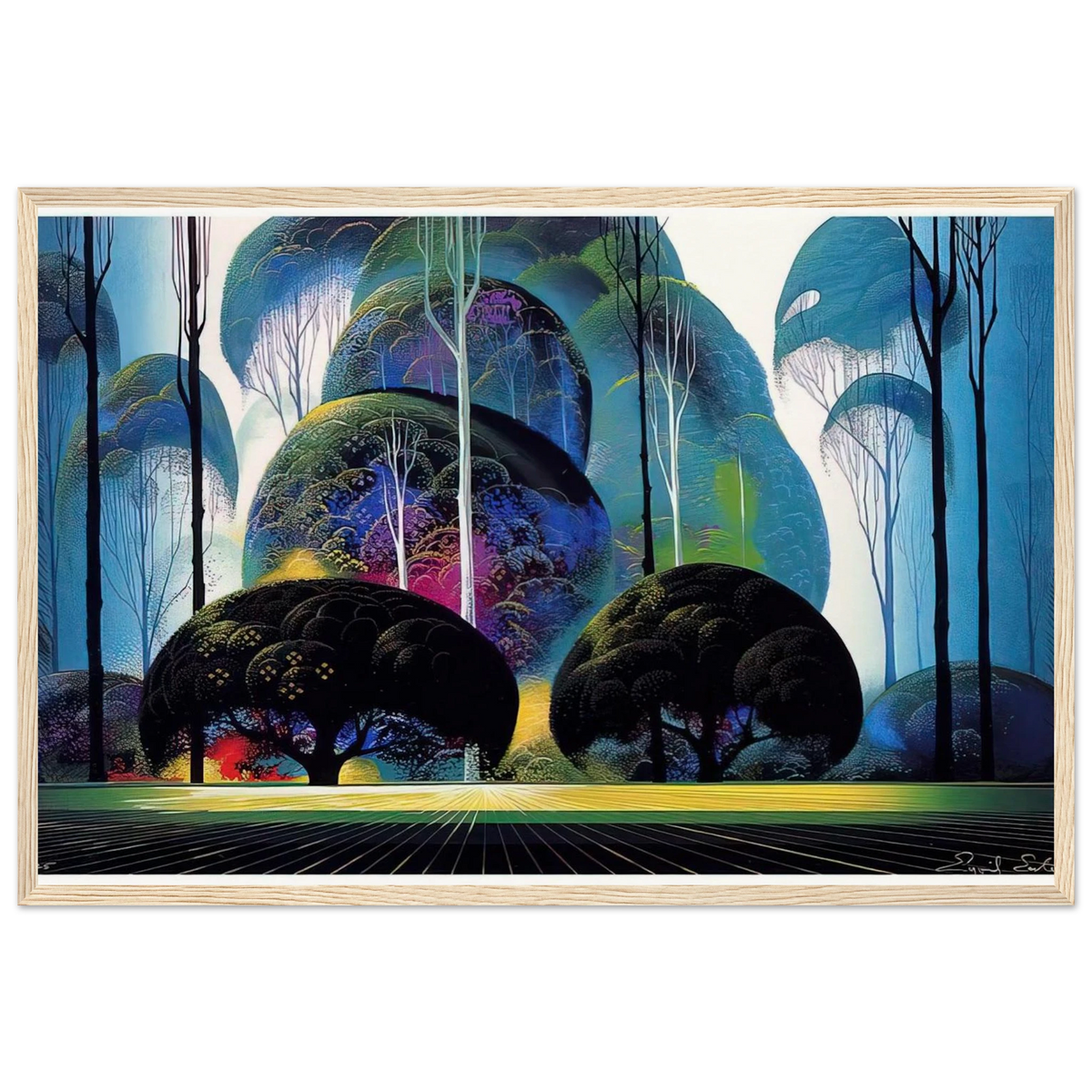 Green Forest Framed Poster | Eyvind Earle Framed Prints Wall Art | Eyvind Earle Prints