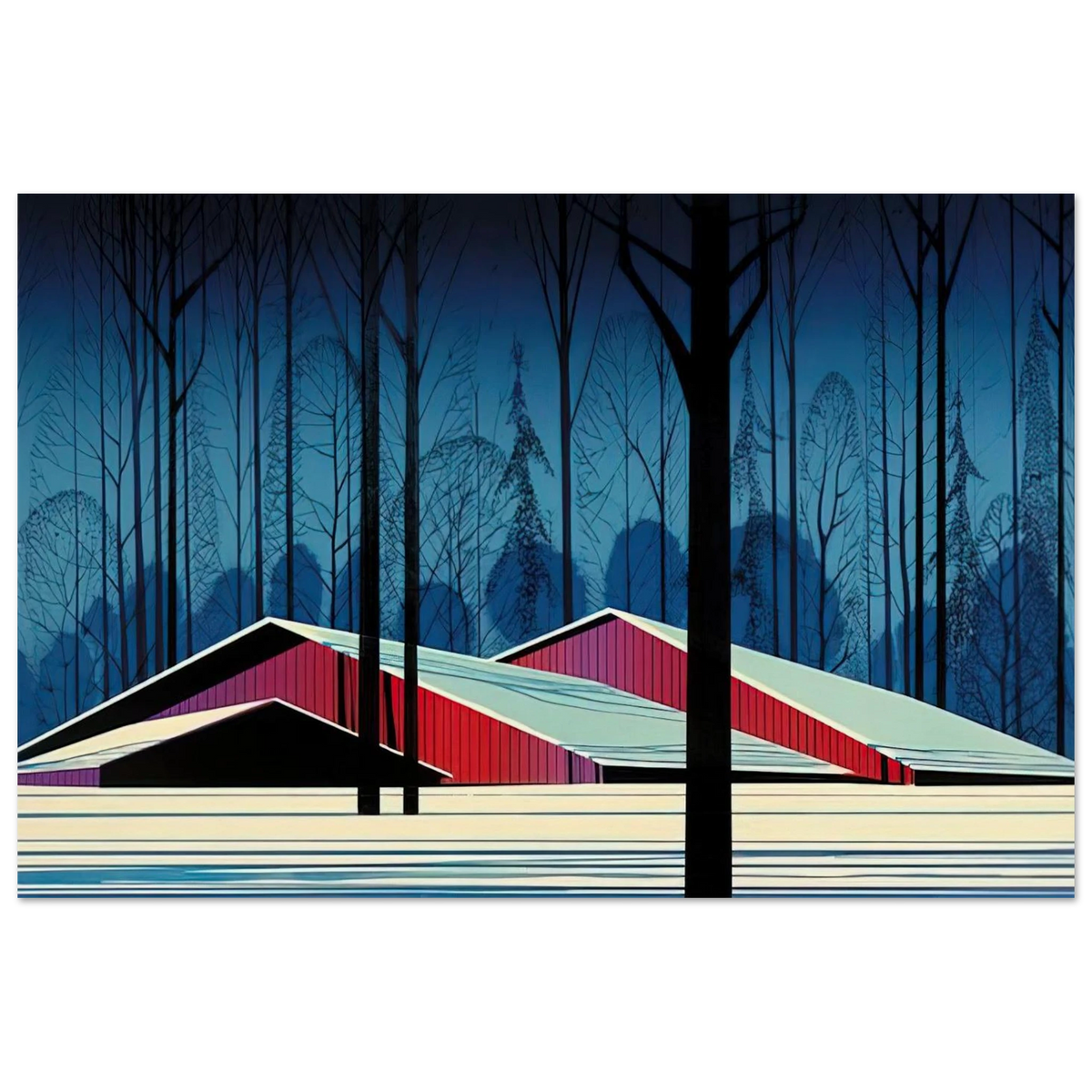 Winter Barns Poster | Eyvind Earle Poster | Eyvind Earle Prints