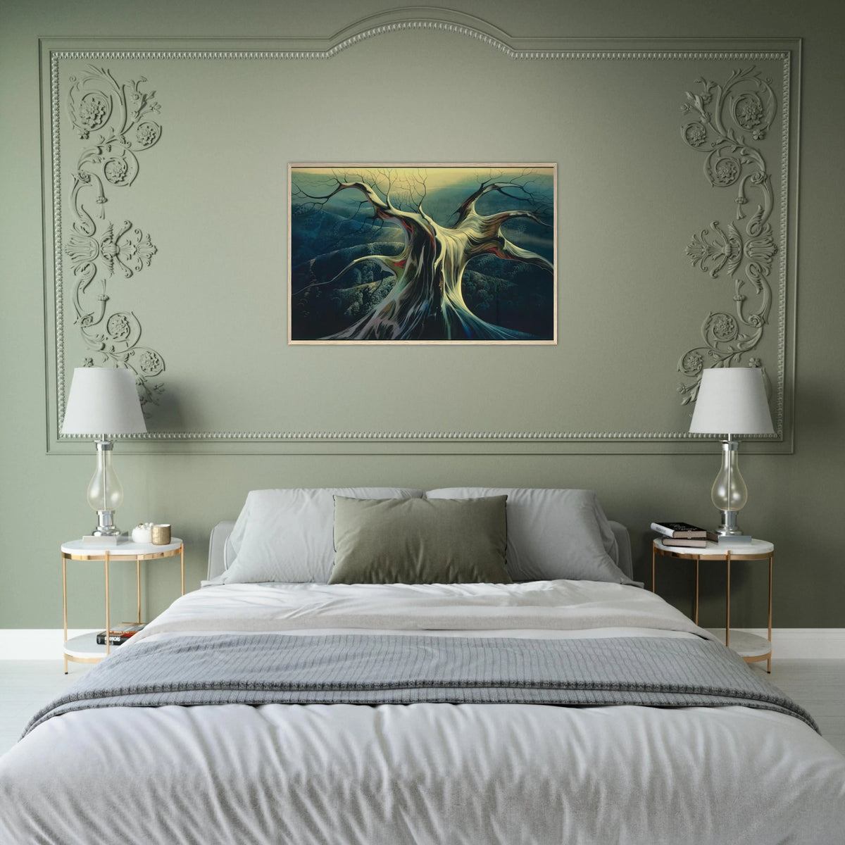 Moonlit Tree Trunk Framed Poster | Eyvind Earle Framed Prints Wall Art | Eyvind Earle Prints