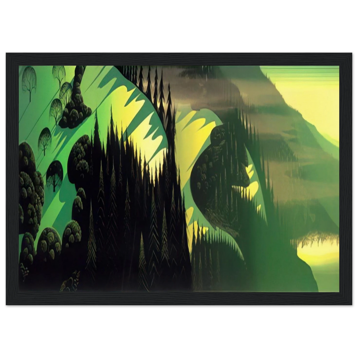Three Pastures by the Sea Framed Poster | Eyvind Earle Framed Prints Wall Art | Eyvind Earle Prints