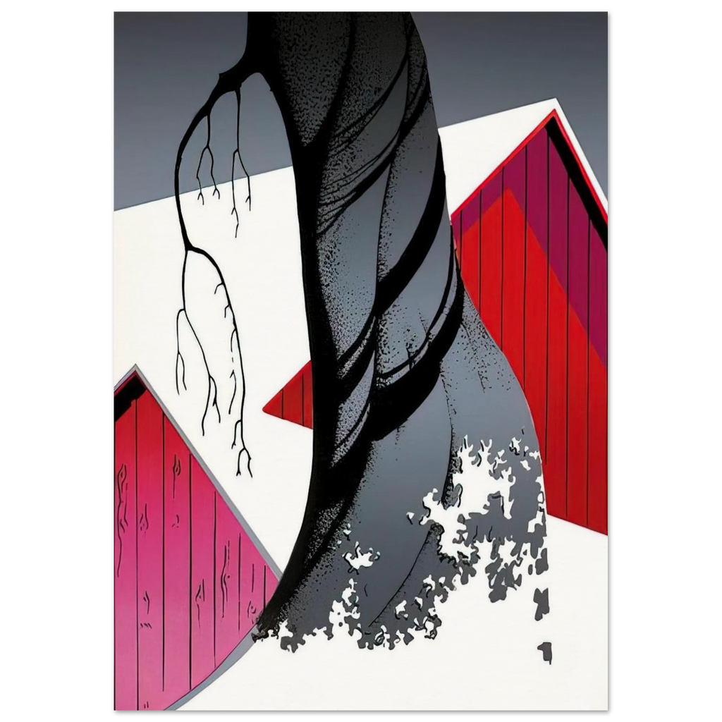 Red Barn and Grey Sky Poster | Eyvind Earle Poster | Eyvind Earle Prints