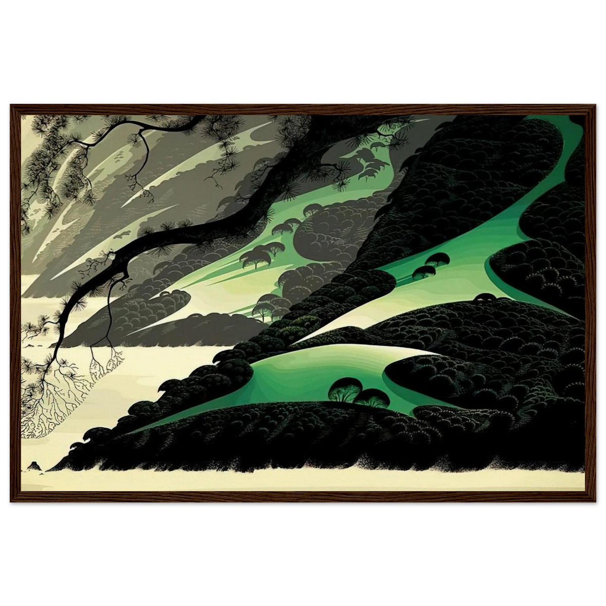 Green Big Sur Framed Poster | Eyvind Earle Framed Prints Wall Art | Eyvind Earle Prints
