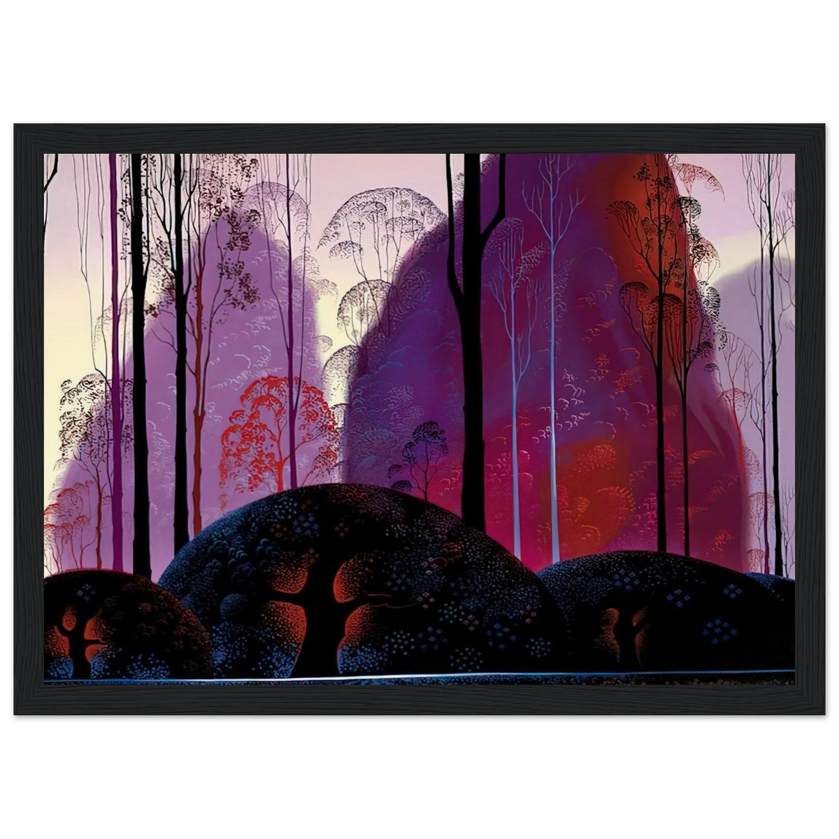 Mauve, Red and Purple Framed Poster | Eyvind Earle Framed Prints Wall Art | Eyvind Earle Prints