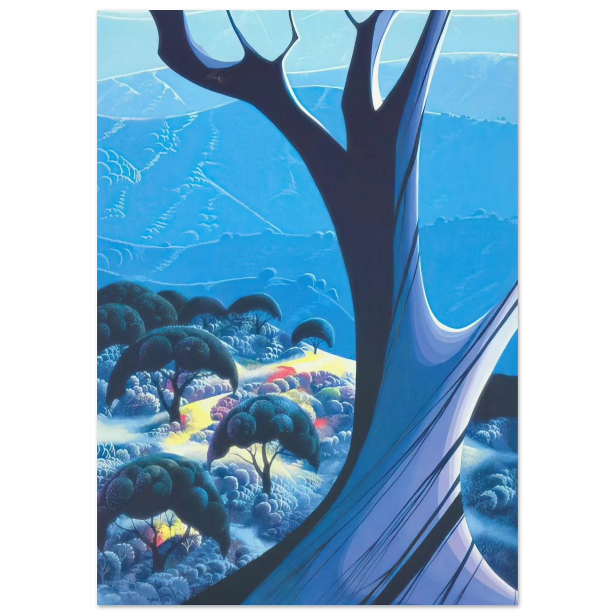 Purple Treeand Mountains Poster | Eyvind Earle Poster | Eyvind Earle Prints