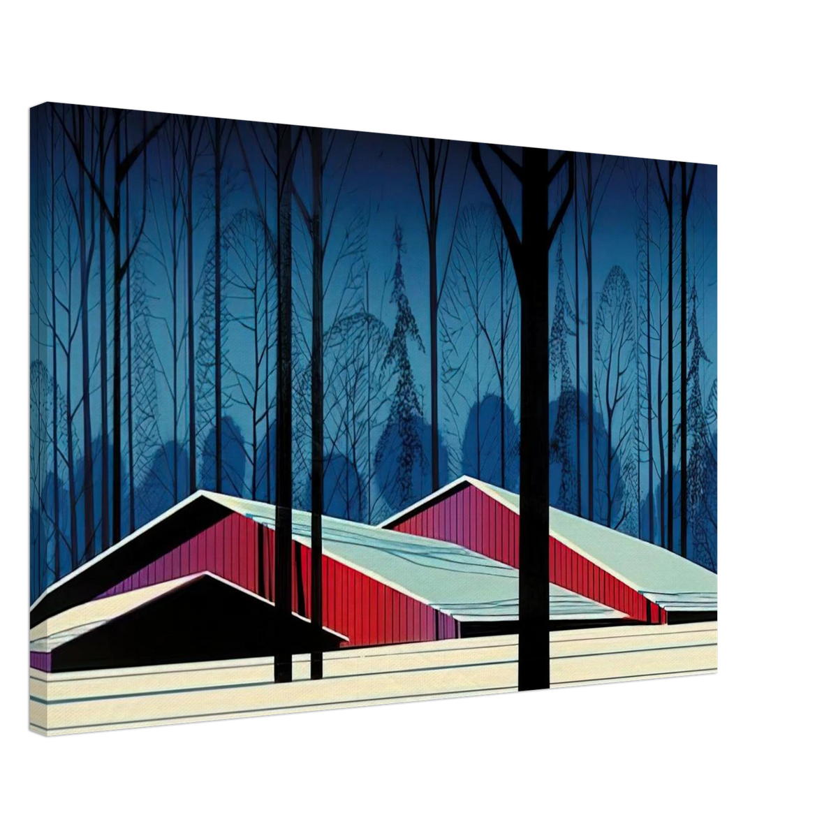 Winter Barns Canvas | Eyvind Earle Canvas | Eyvind Earle Prints
