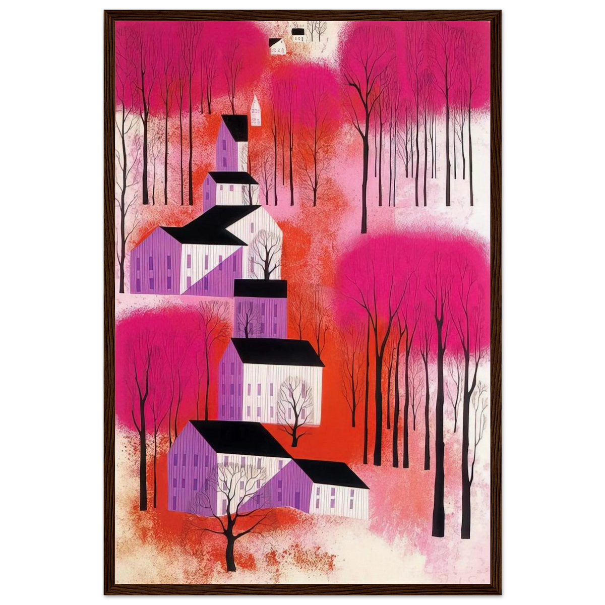 Autumn Sunset Framed Poster | Eyvind Earle Framed Prints Wall Art | Eyvind Earle Prints