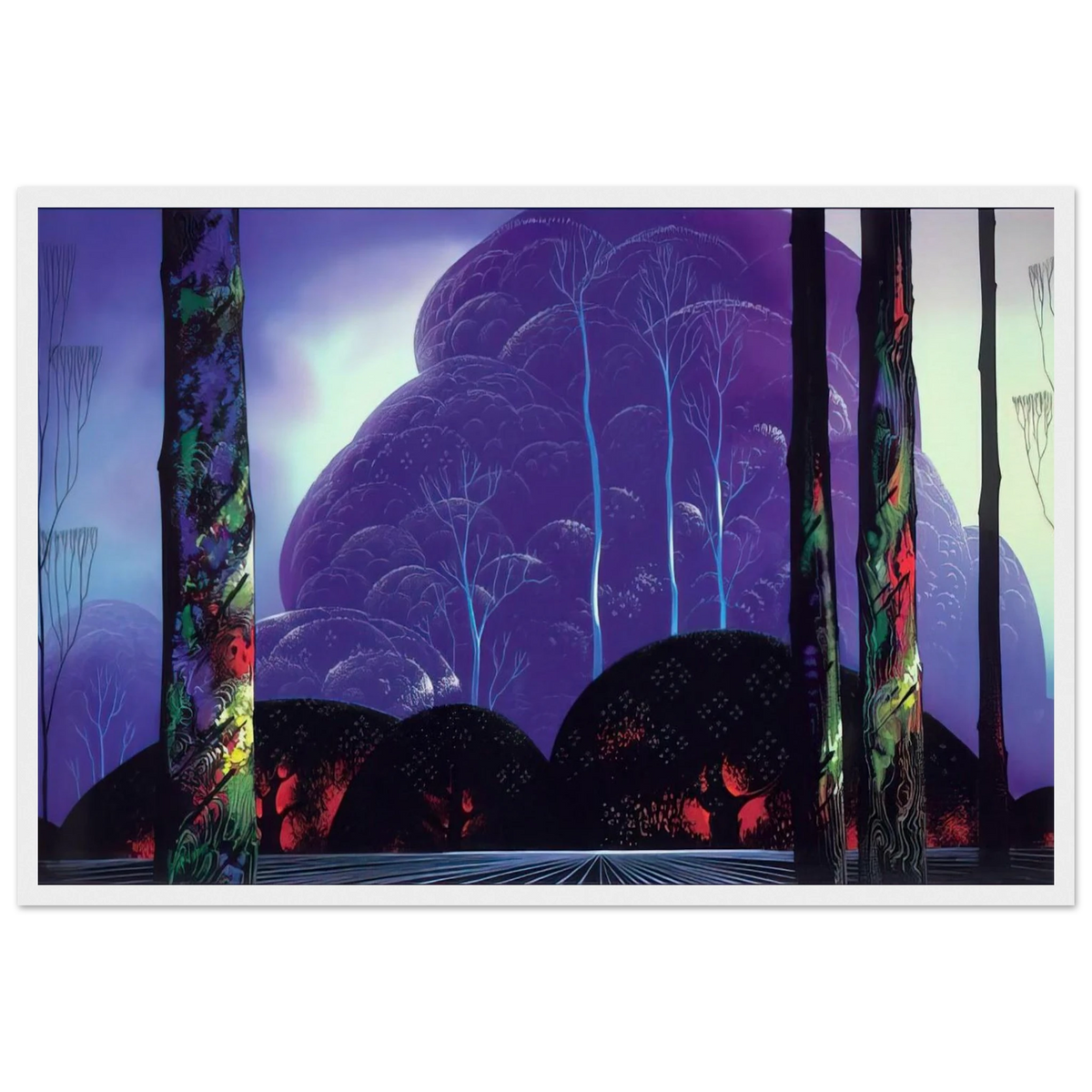 Purple Sunset Framed Poster | Eyvind Earle Framed Prints Wall Art | Eyvind Earle Prints