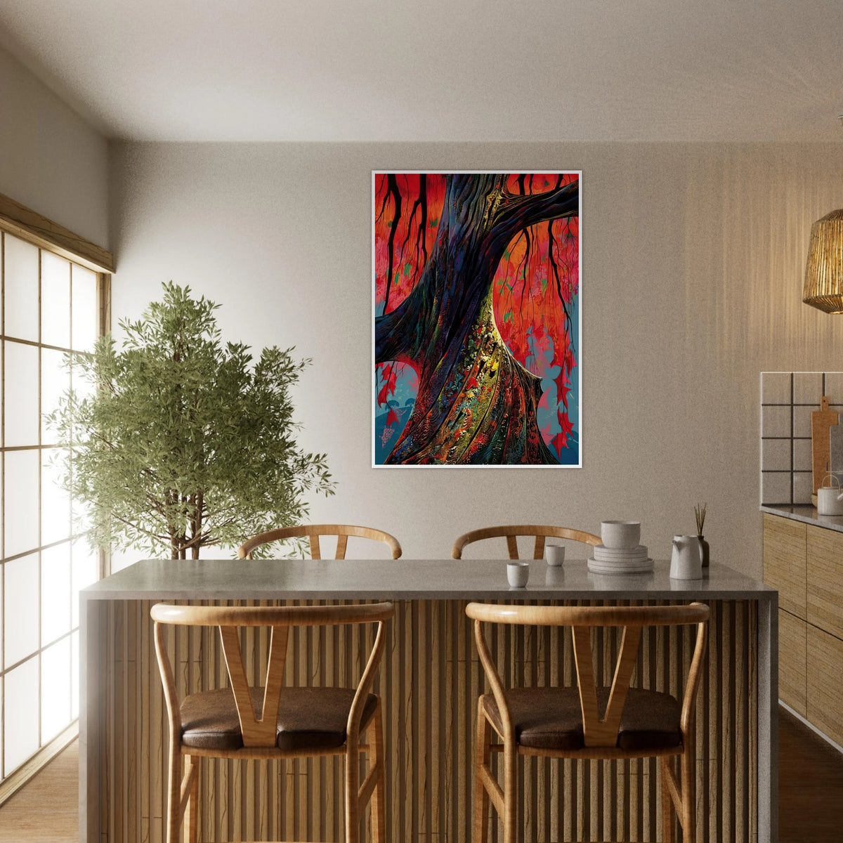 Fire red and gold Framed Poster | Eyvind Earle Framed Prints Wall Art | Eyvind Earle Prints