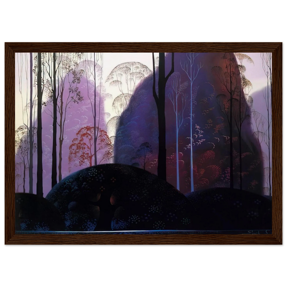 Mauve Redand Purple Framed Poster | Eyvind Earle Framed Prints Wall Art | Eyvind Earle Prints