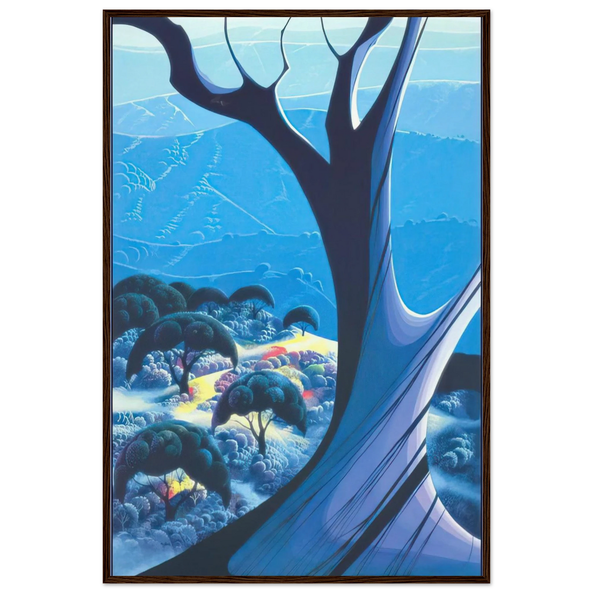 Purple Treeand Mountains Framed Poster | Eyvind Earle Framed Prints Wall Art | Eyvind Earle Prints