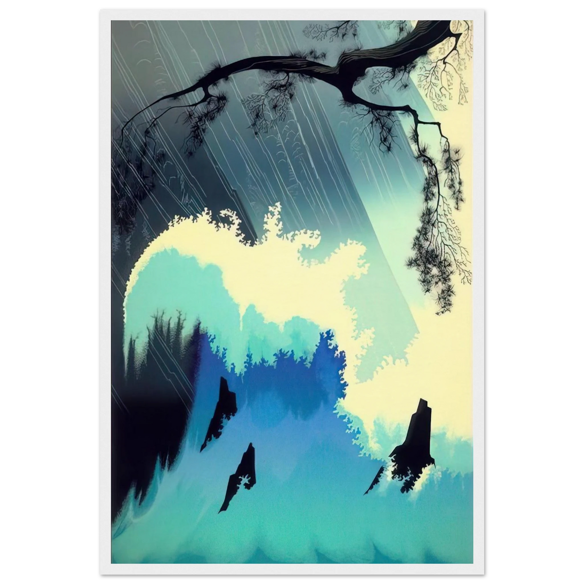 Ocean Splash Framed Poster | Eyvind Earle Framed Prints Wall Art | Eyvind Earle Prints