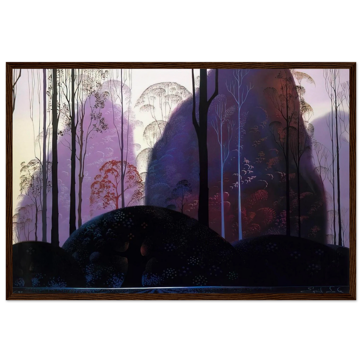 Mauve Redand Purple Framed Poster | Eyvind Earle Framed Prints Wall Art | Eyvind Earle Prints