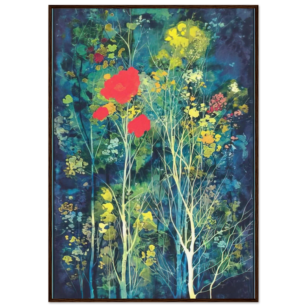Poppies and Flowers Framed Poster | Eyvind Earle Framed Prints Wall Art | Eyvind Earle Prints