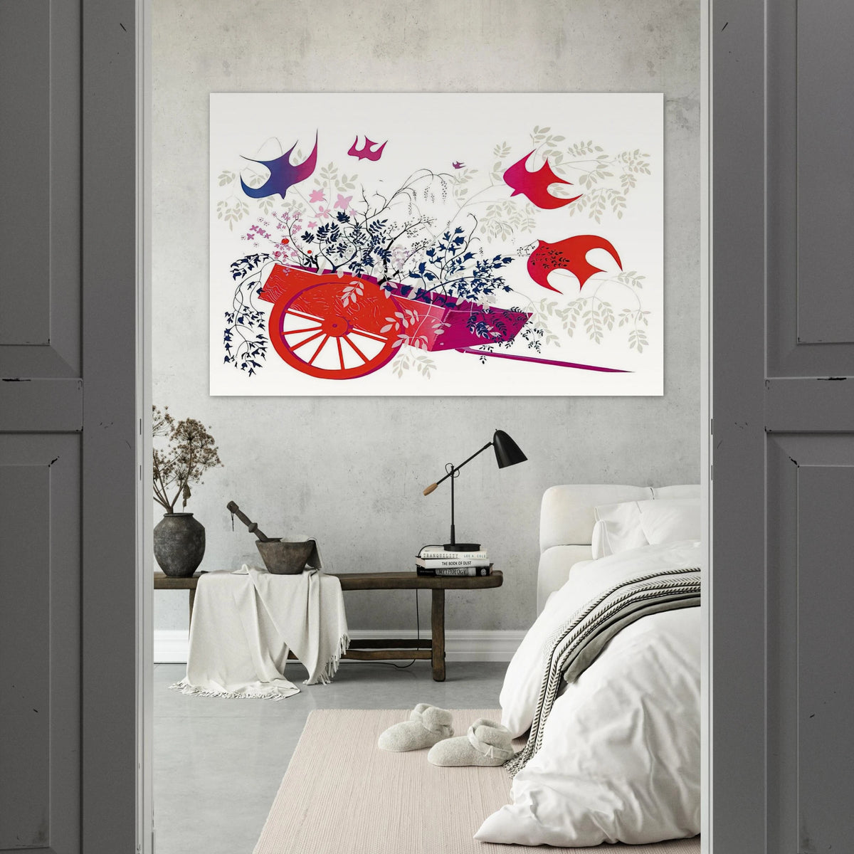 Red Wagon & Foliage Poster | Eyvind Earle Poster | Eyvind Earle Prints