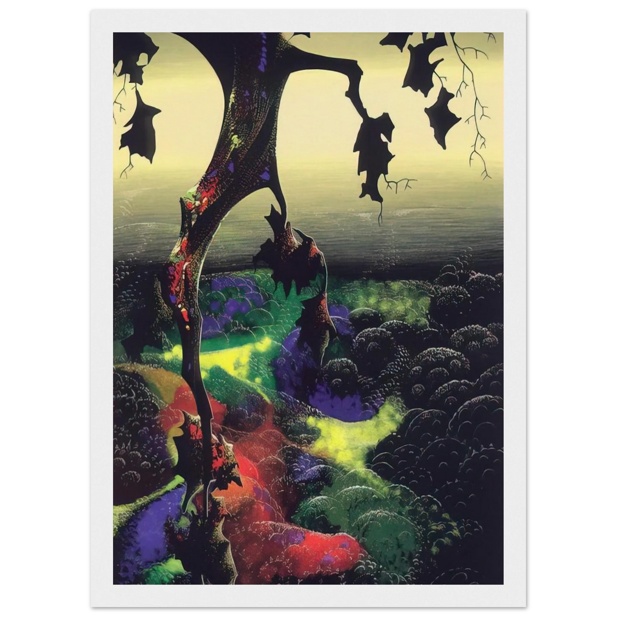 Crimson Red and Gold Framed Poster | Eyvind Earle Framed Prints Wall Art | Eyvind Earle Prints