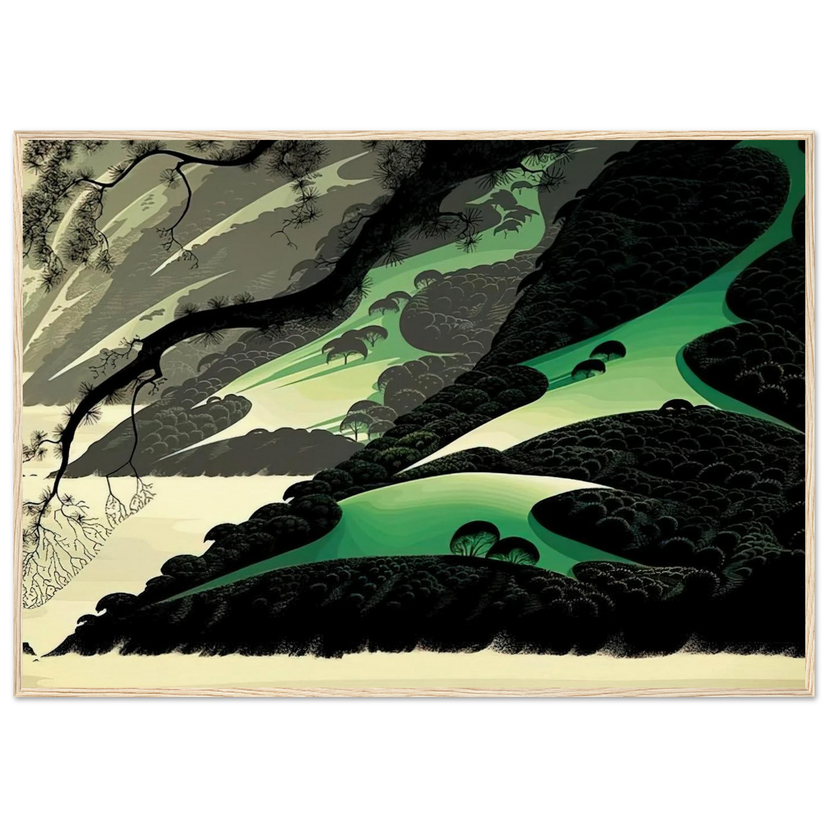 Green Big Sur Framed Poster | Eyvind Earle Framed Prints Wall Art | Eyvind Earle Prints