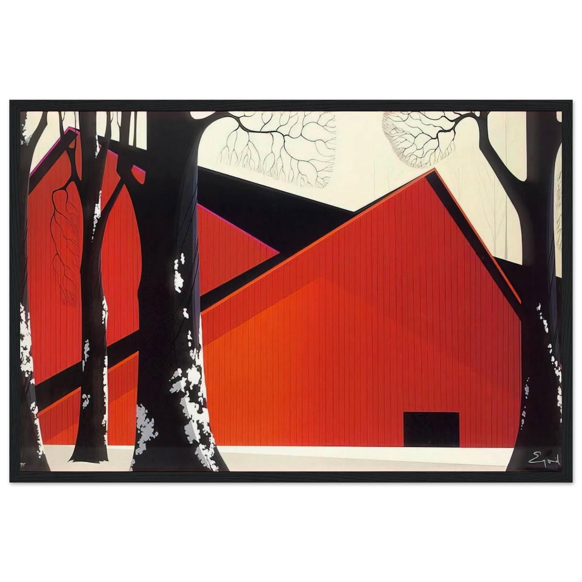 The Great Red Barn Framed Poster | Eyvind Earle Framed Prints Wall Art | Eyvind Earle Prints