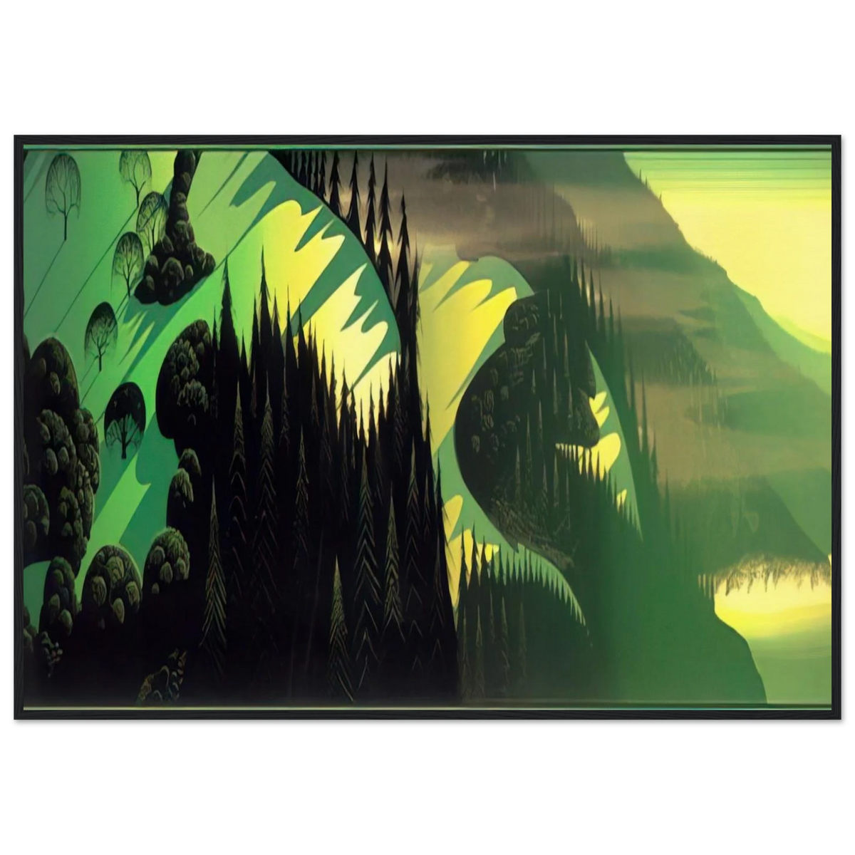 Three Pastures by the Sea Framed Poster | Eyvind Earle Framed Prints Wall Art | Eyvind Earle Prints
