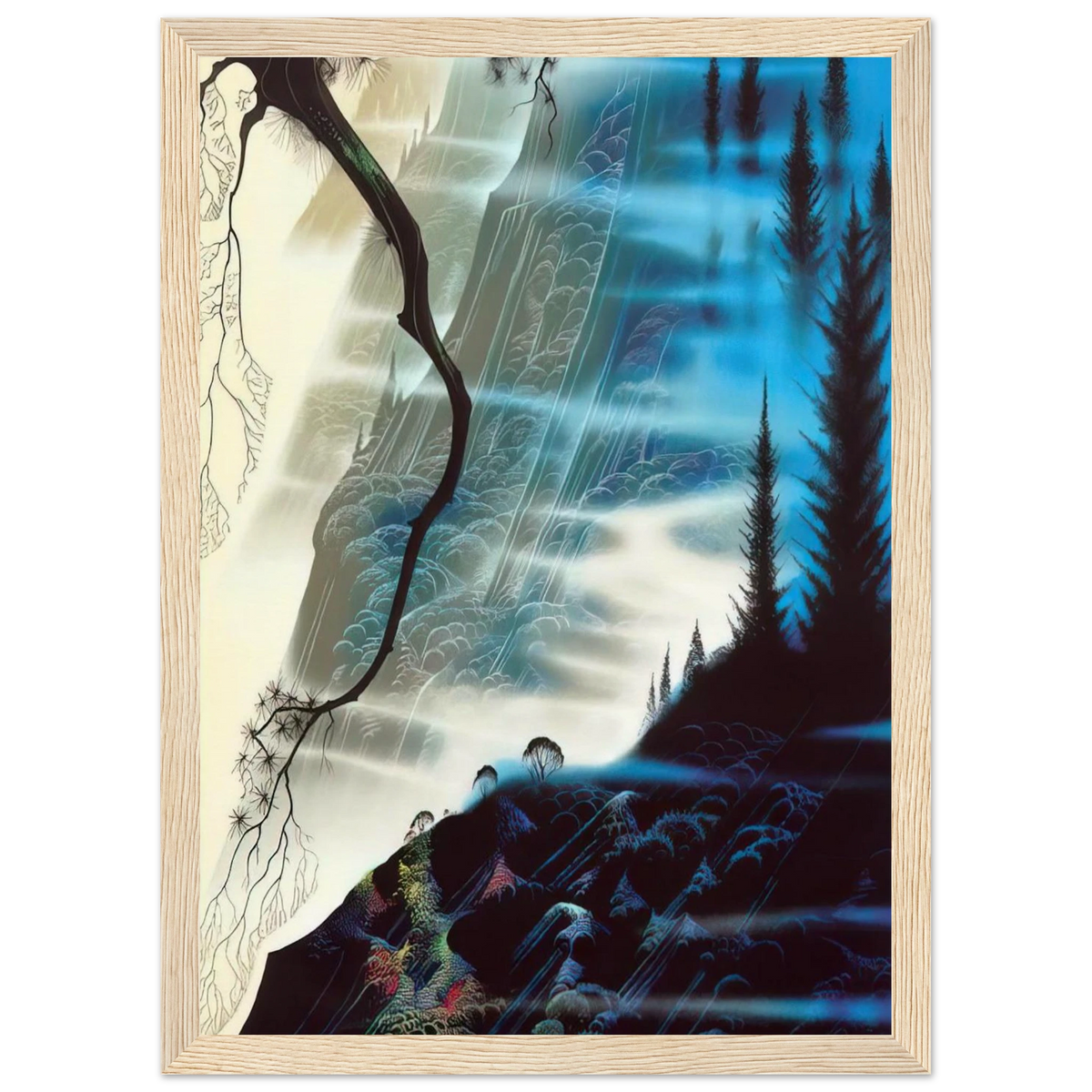 Sea Cliffs and Redwoods Framed Poster | Eyvind Earle Framed Prints Wall Art | Eyvind Earle Prints