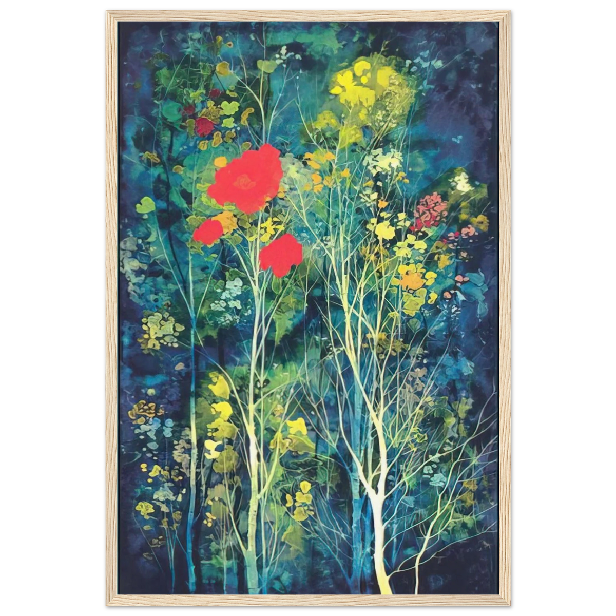 Poppies and Flowers Framed Poster | Eyvind Earle Framed Prints Wall Art | Eyvind Earle Prints