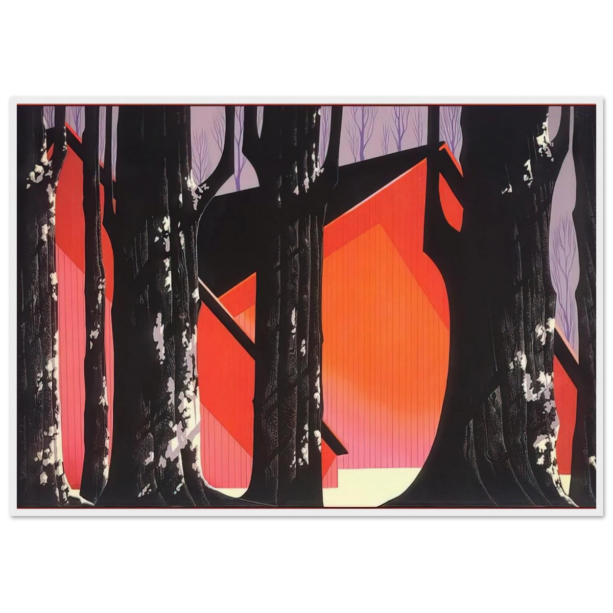 Winter Barnyard Framed Poster | Eyvind Earle Framed Prints Wall Art | Eyvind Earle Prints