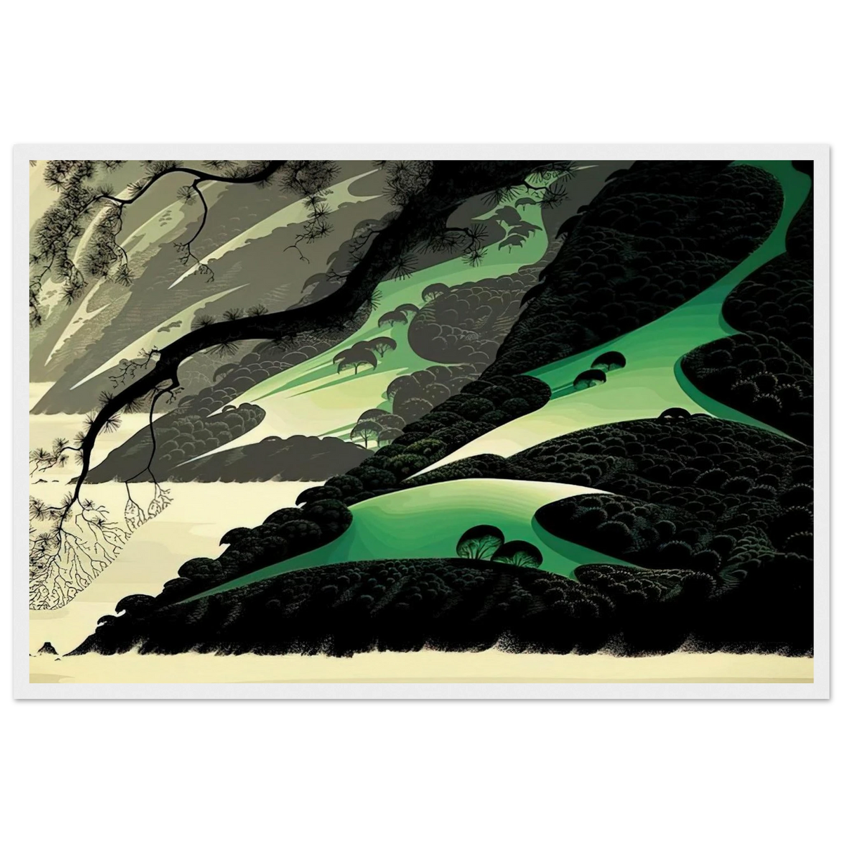 Green Big Sur Framed Poster | Eyvind Earle Framed Prints Wall Art | Eyvind Earle Prints