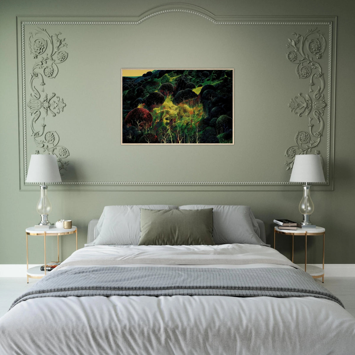 Autumn Fields Framed Poster | Eyvind Earle Framed Prints Wall Art | Eyvind Earle Prints