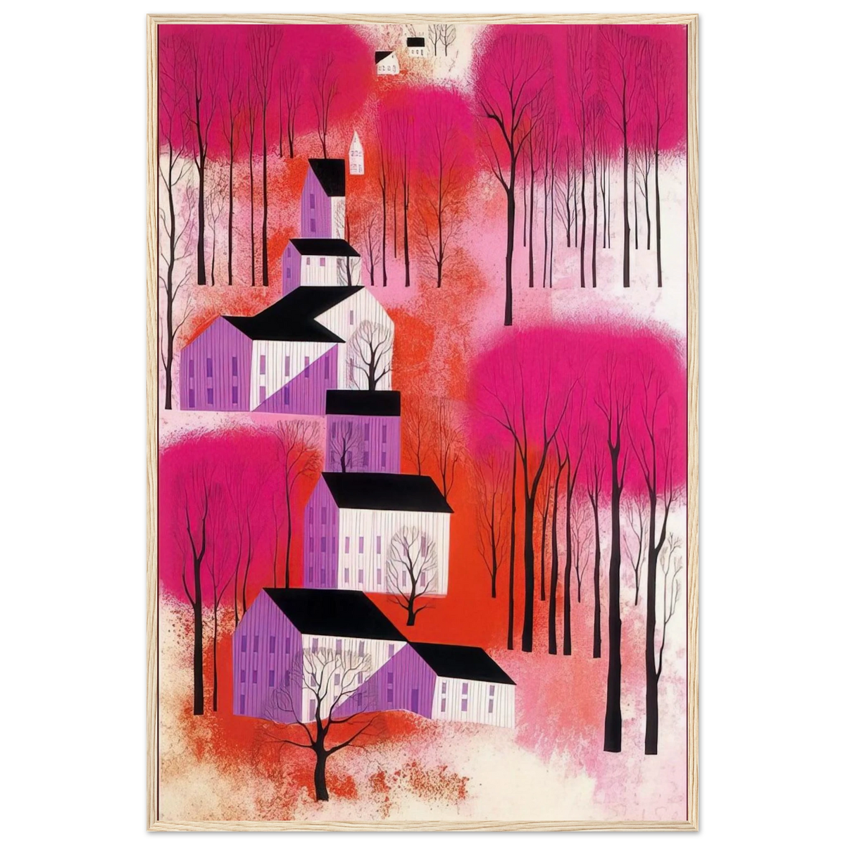 Autumn Sunset Framed Poster | Eyvind Earle Framed Prints Wall Art | Eyvind Earle Prints