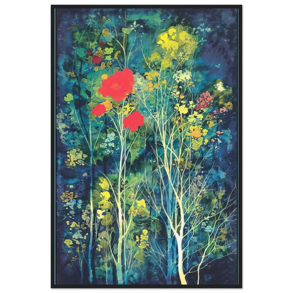 Poppies and Flowers Framed Poster | Eyvind Earle Framed Prints Wall Art | Eyvind Earle Prints