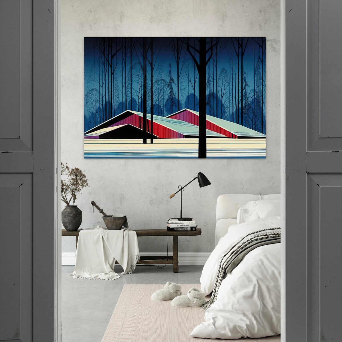 Winter Barns Poster | Eyvind Earle Poster | Eyvind Earle Prints