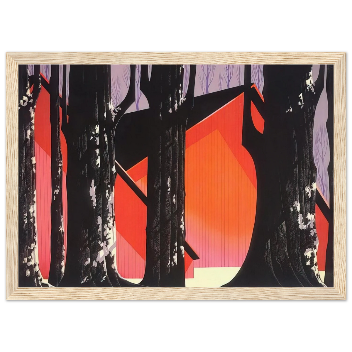 Winter Barnyard Framed Poster | Eyvind Earle Framed Prints Wall Art | Eyvind Earle Prints