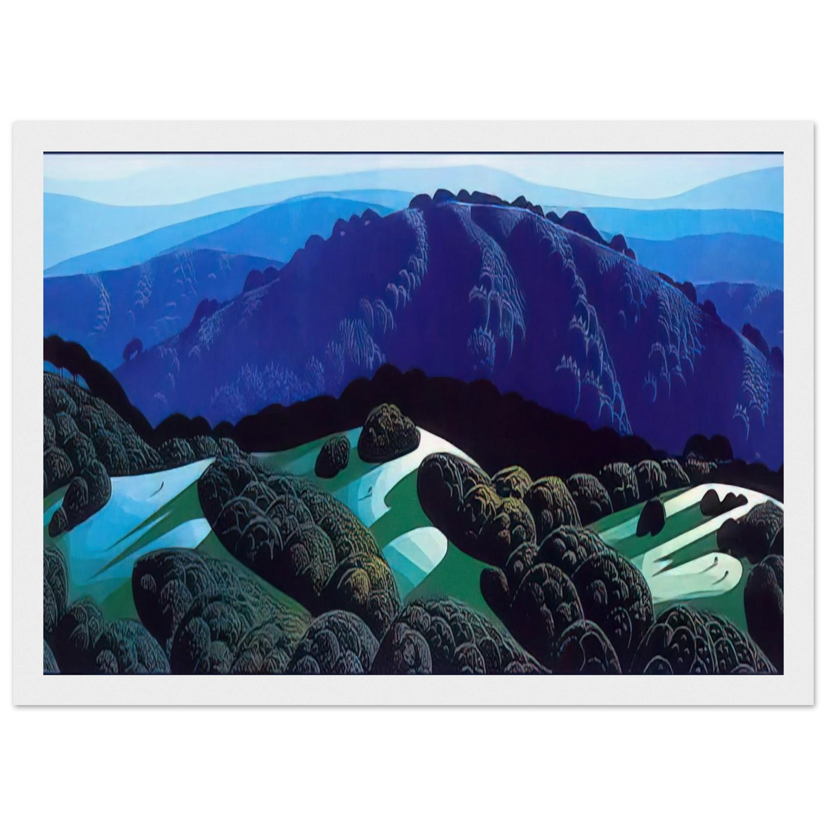 Three Fields and a Mountain Framed Poster | Eyvind Earle Framed Prints Wall Art | Eyvind Earle Prints