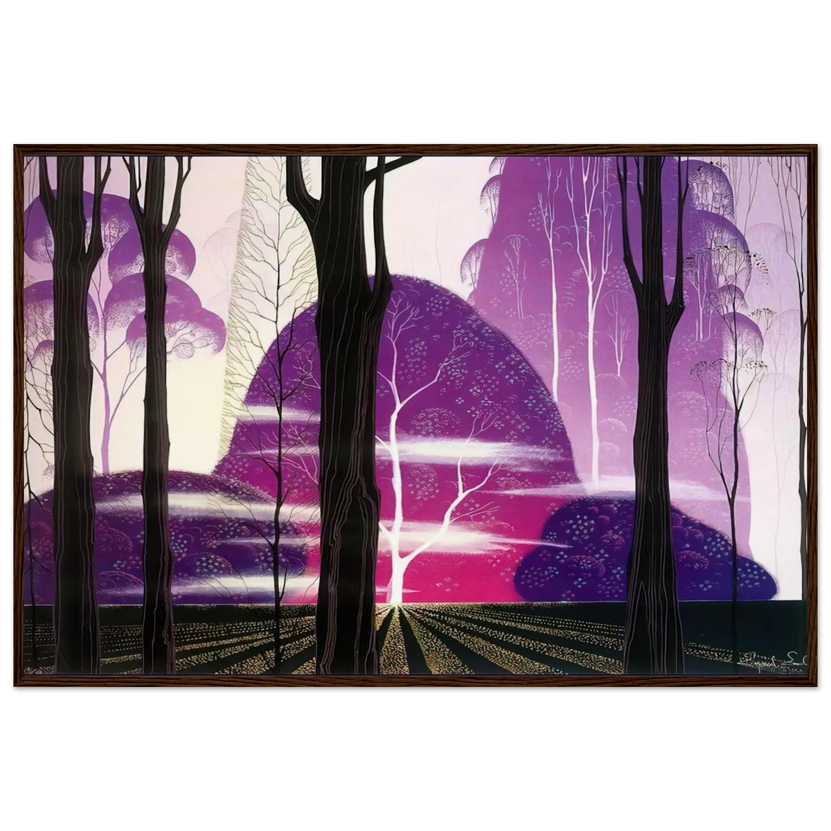 Purple Dawn Framed Poster | Eyvind Earle Framed Prints Wall Art | Eyvind Earle Prints