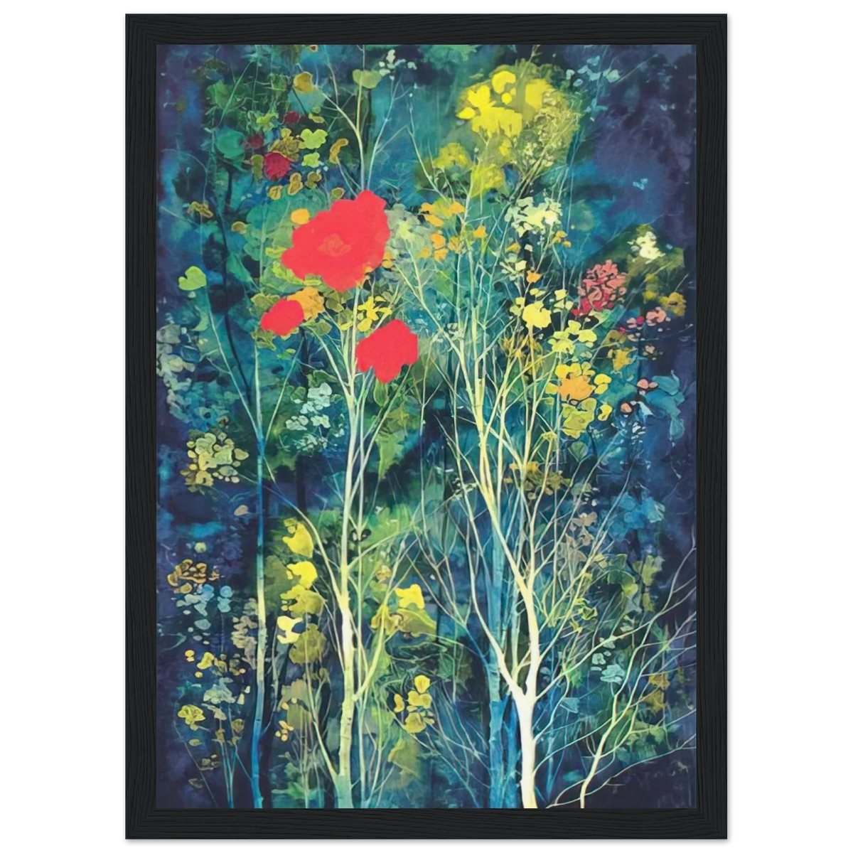 Poppies and Flowers Framed Poster | Eyvind Earle Framed Prints Wall Art | Eyvind Earle Prints