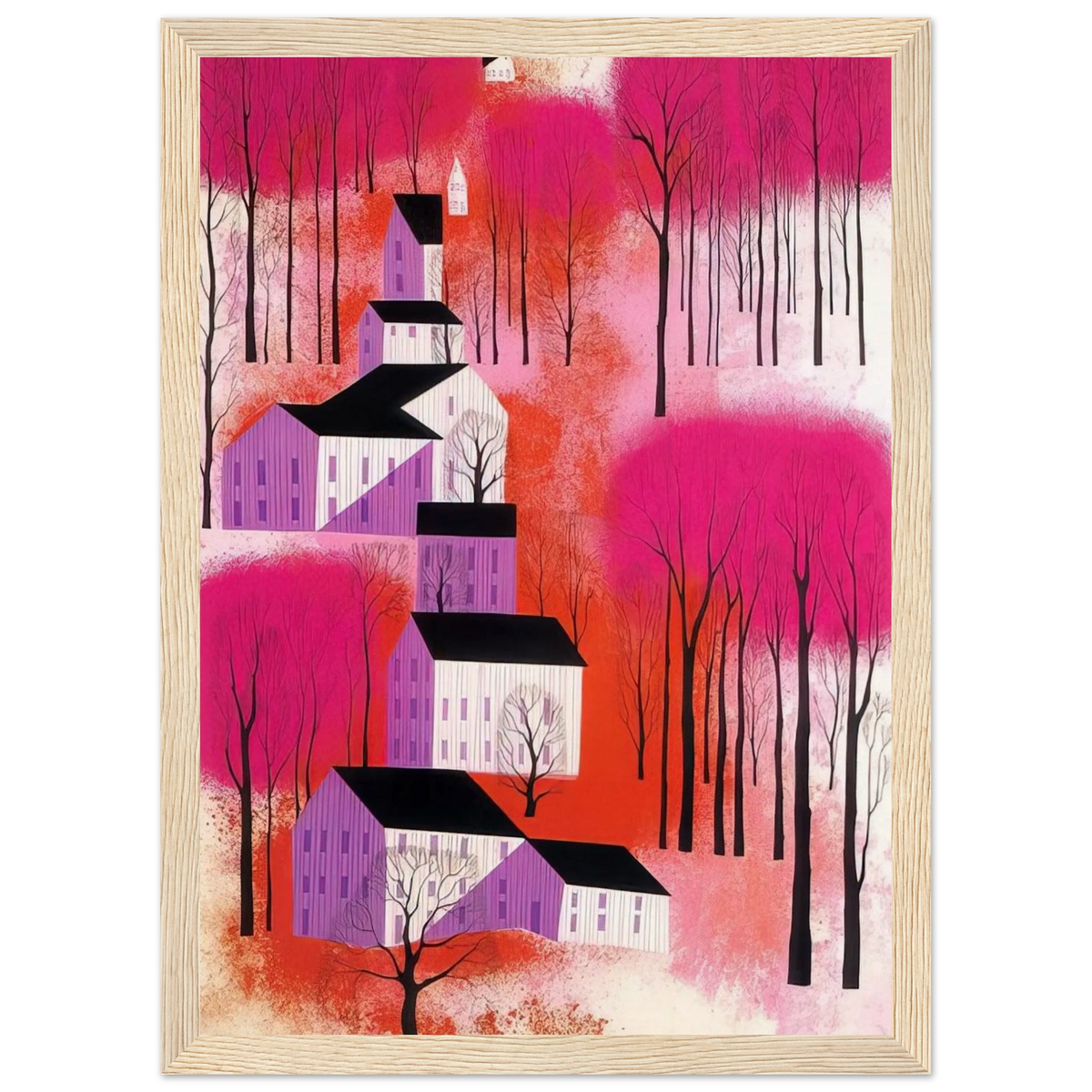 Autumn Sunset Framed Poster | Eyvind Earle Framed Prints Wall Art | Eyvind Earle Prints