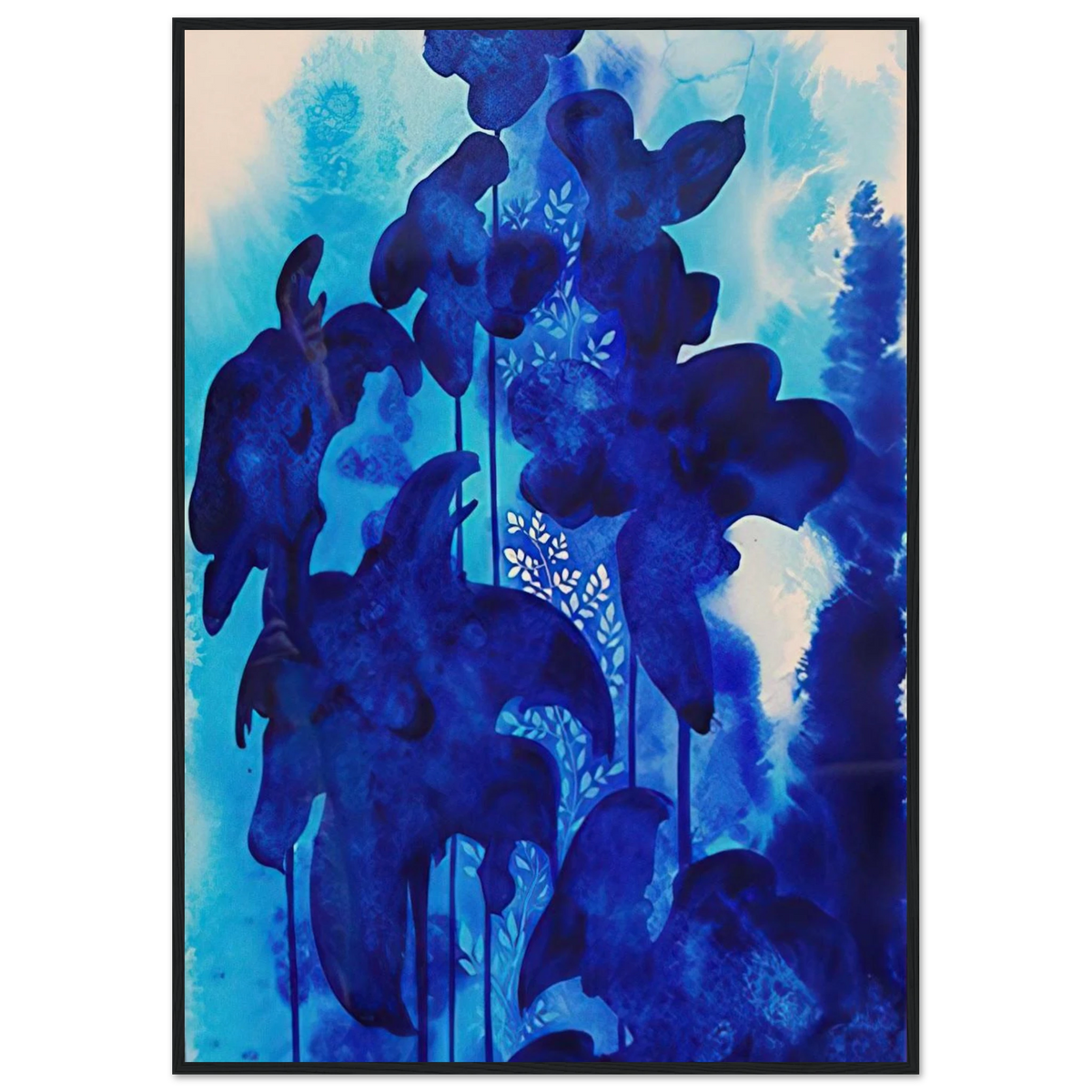 Blue Floral Framed Poster | Eyvind Earle Framed Prints Wall Art | Eyvind Earle Prints