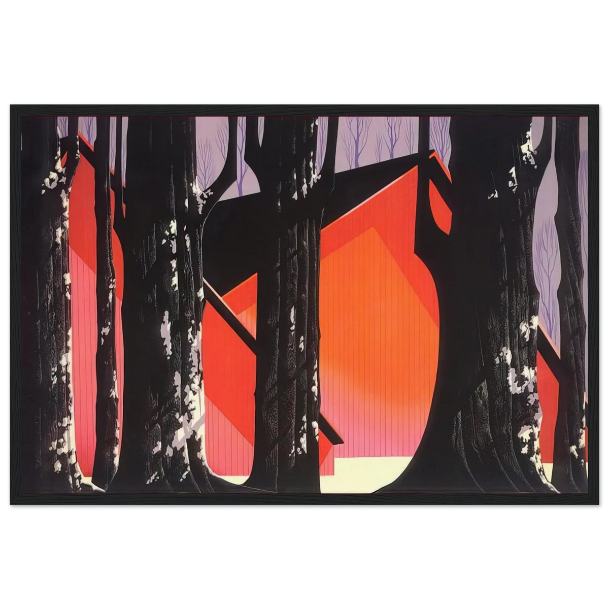 Winter Barnyard Framed Poster | Eyvind Earle Framed Prints Wall Art | Eyvind Earle Prints