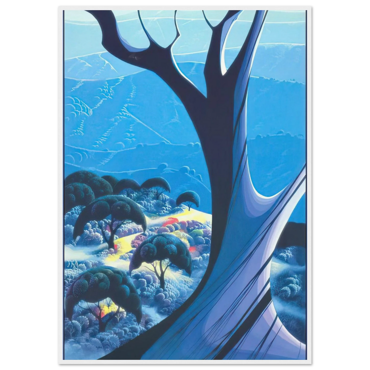 Purple Treeand Mountains Framed Poster | Eyvind Earle Framed Prints Wall Art | Eyvind Earle Prints