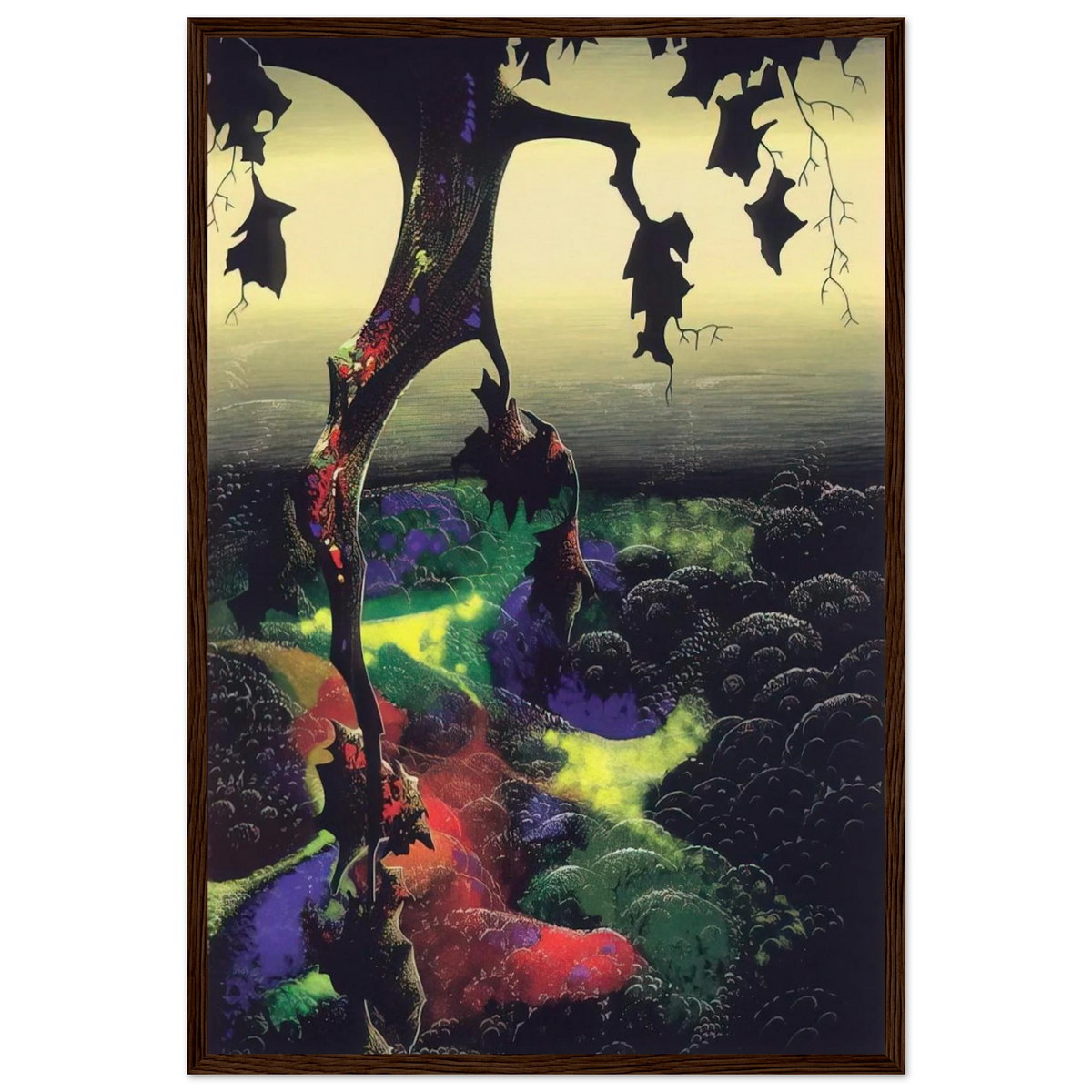 Crimson Red and Gold Framed Poster | Eyvind Earle Framed Prints Wall Art | Eyvind Earle Prints